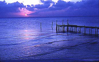 Sunset and Sea, Mexican Yucatan, blue water